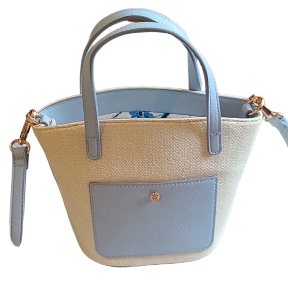 LAUREN CONRAD WOMEN'S BLUE & CREAM PURSE - Picture 1 of 16